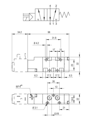 VÁLVULAS MONOESTABLES 5/2 RETORNO MUELLE