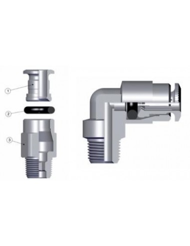 RACOR CODO MACHO CONICO TUBO Ø 6MM